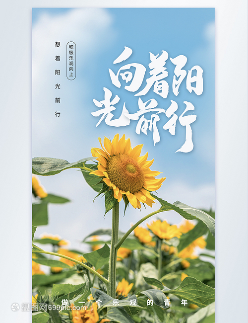摄影主题想着阳光前行企业文化海报